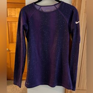 Purple Nike Pro Athletic Wear Long Sleeve Shirt